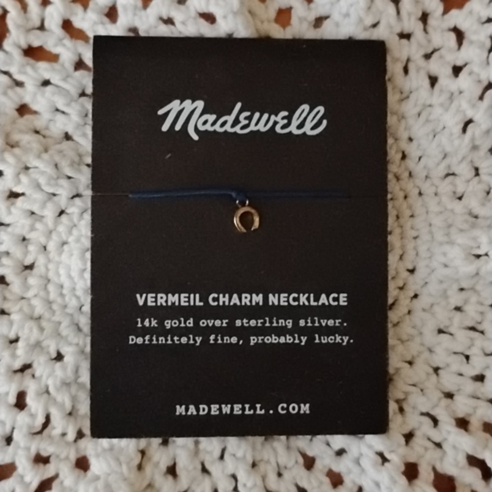 Madewell Vermeil Charm Neckace Lucky Horseshoe New